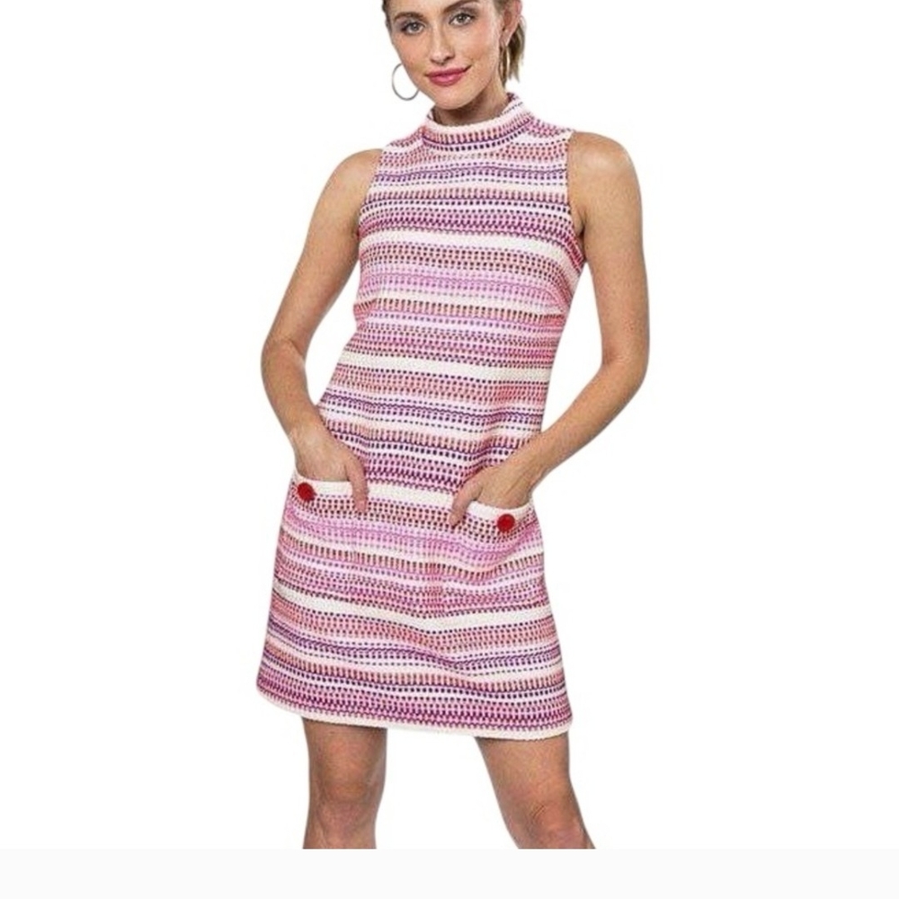JB by Julie Brown Pink and White Striped Mini Dress